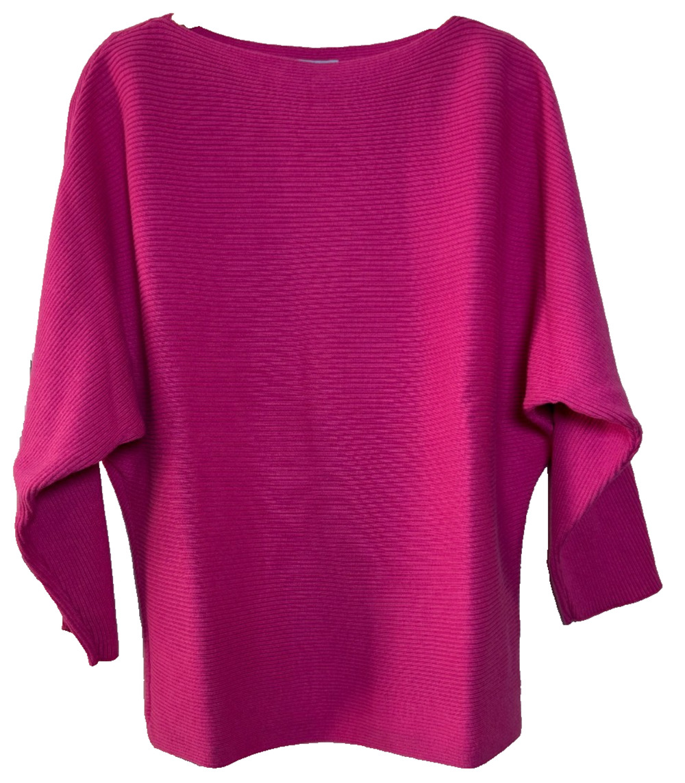 CeCe Pink Dolman Sleeve Sweater M Boat Neck Knit Pullover Top Casual Teacher